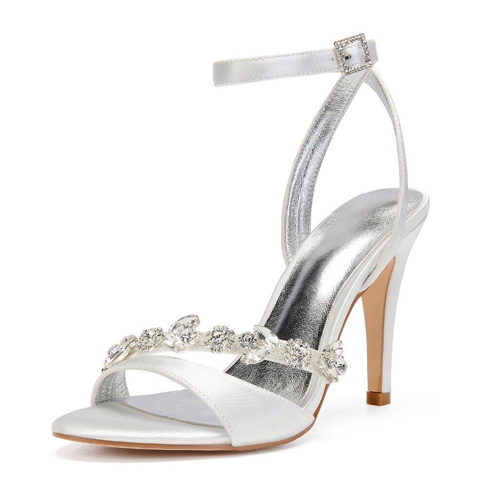 Bridal wedding pumps with rhinestone crystal chain toe - LiveTrendsX