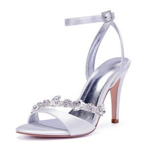 Bridal wedding pumps with rhinestone crystal chain toe - LiveTrendsX