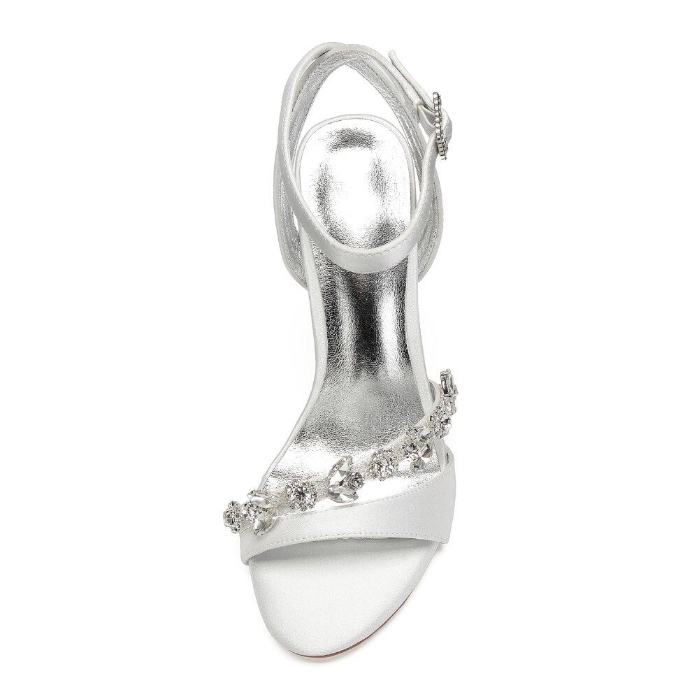 Bridal wedding pumps with rhinestone crystal chain toe - LiveTrendsX