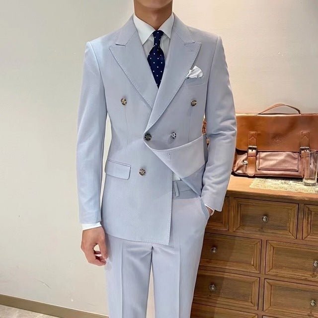British Double Breasted Formal Dress Men Suit - LiveTrendsX