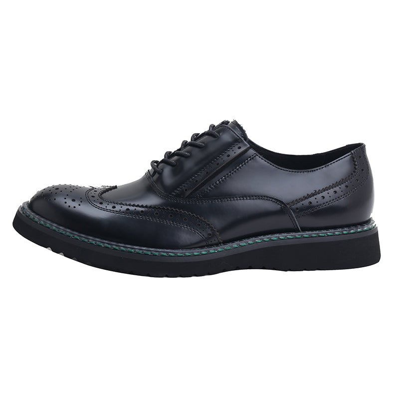 Brogue trend casual leather shoes round toe patent leather men's shoes - LiveTrendsX