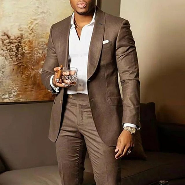 Coffee Brown Slim Fit Men Suits for Wedding Prom - LiveTrendsX