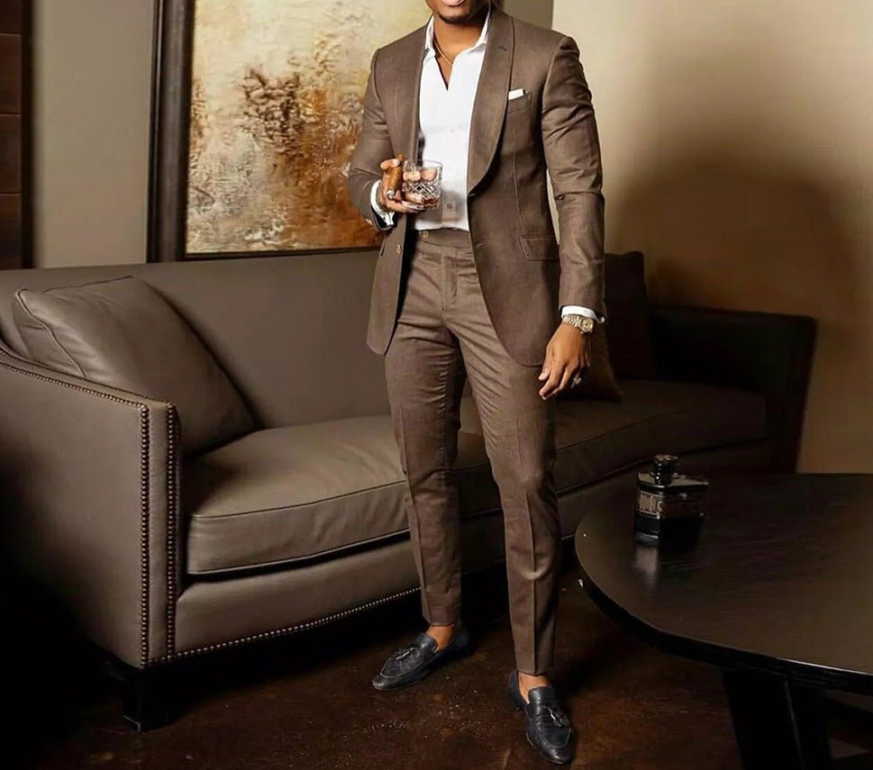Coffee Brown Slim Fit Men Suits for Wedding Prom - LiveTrendsX