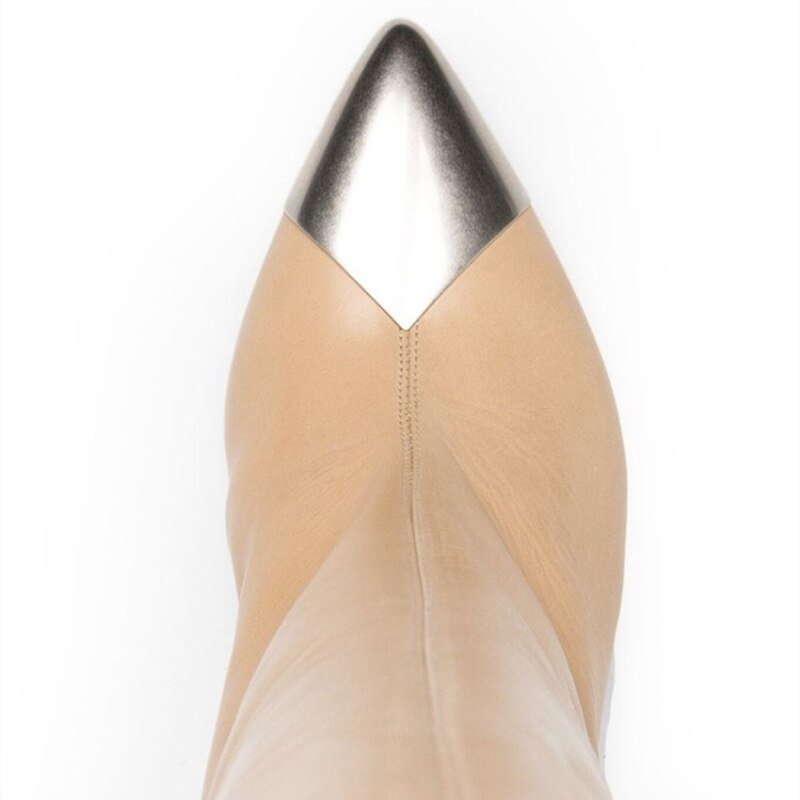 Conical High Heels Metal Pointed Slip - On Cowboy Boots Ladies Shoes - LiveTrendsX