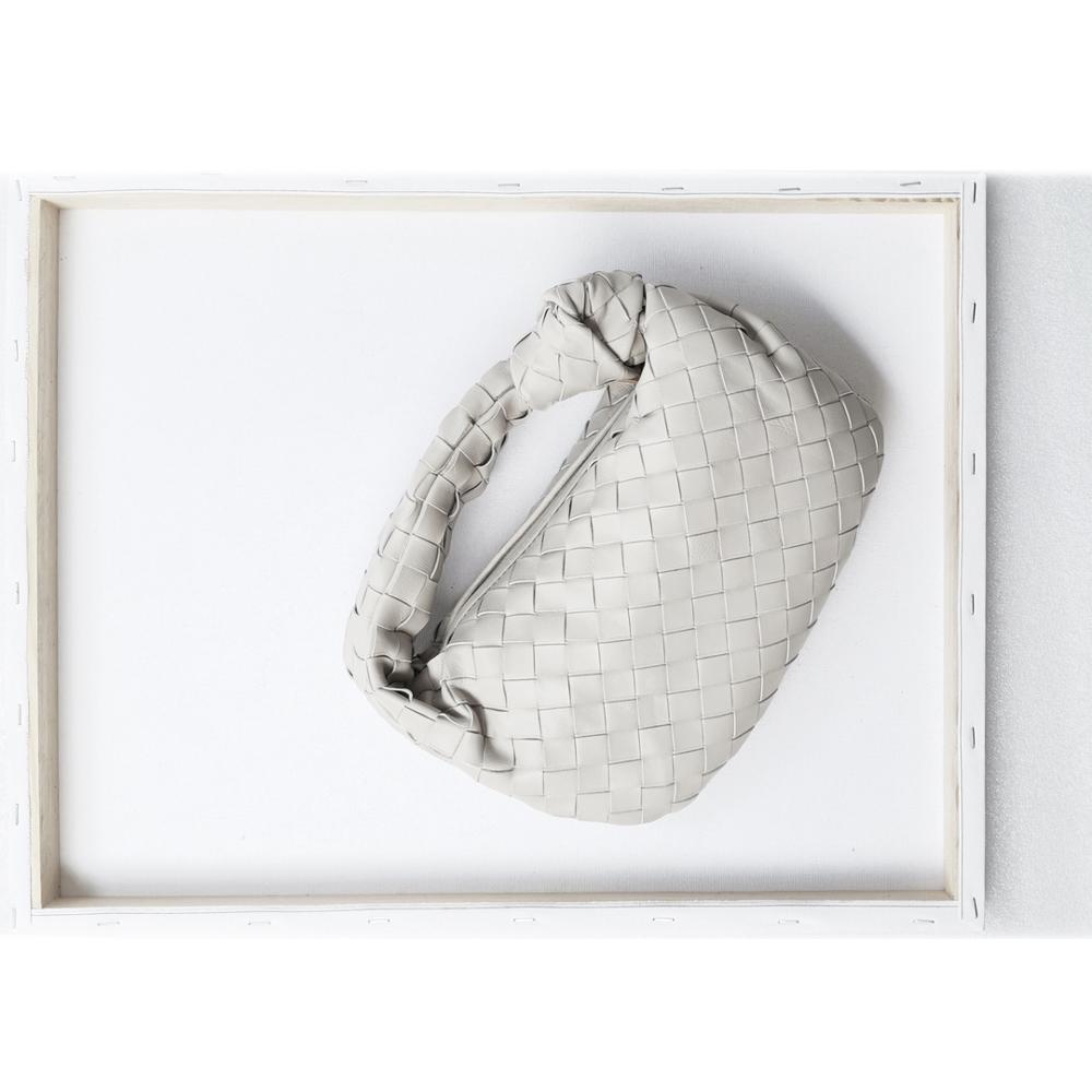 Cow leather woven totes bag semi circular leather Croissant bag