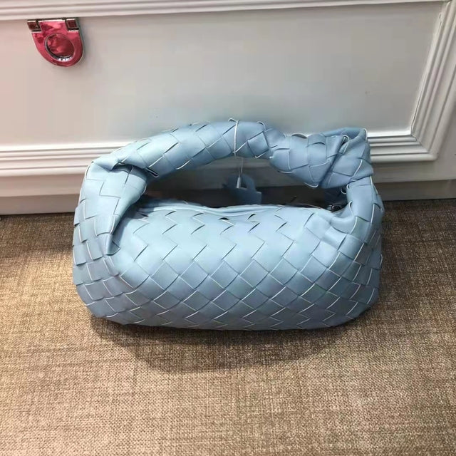 Cow leather woven totes bag semi circular leather Croissant bag