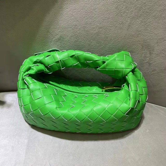 Cow leather woven totes bag semi circular leather Croissant bag - LiveTrendsX