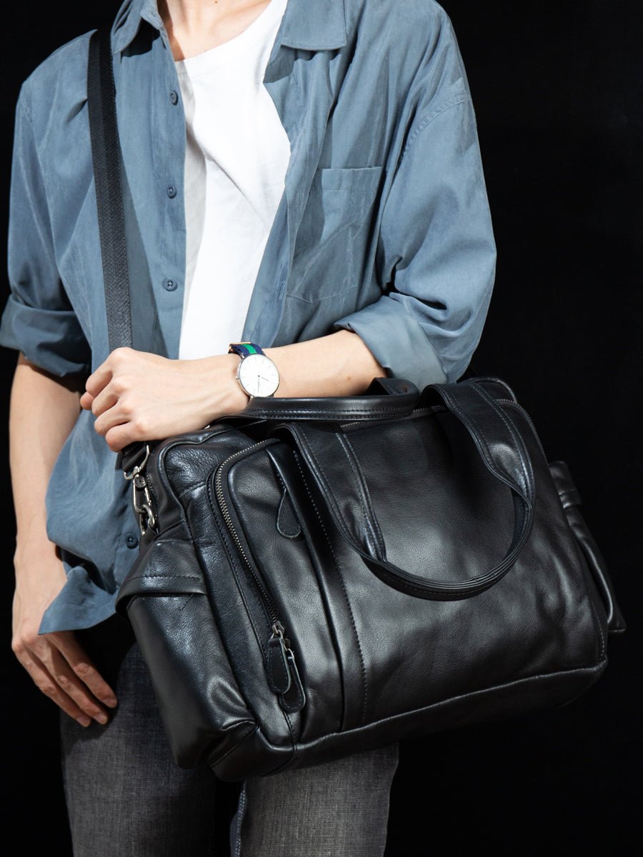 Cowhide fashion men's bag leisure large capacity fitness bag - LiveTrendsX