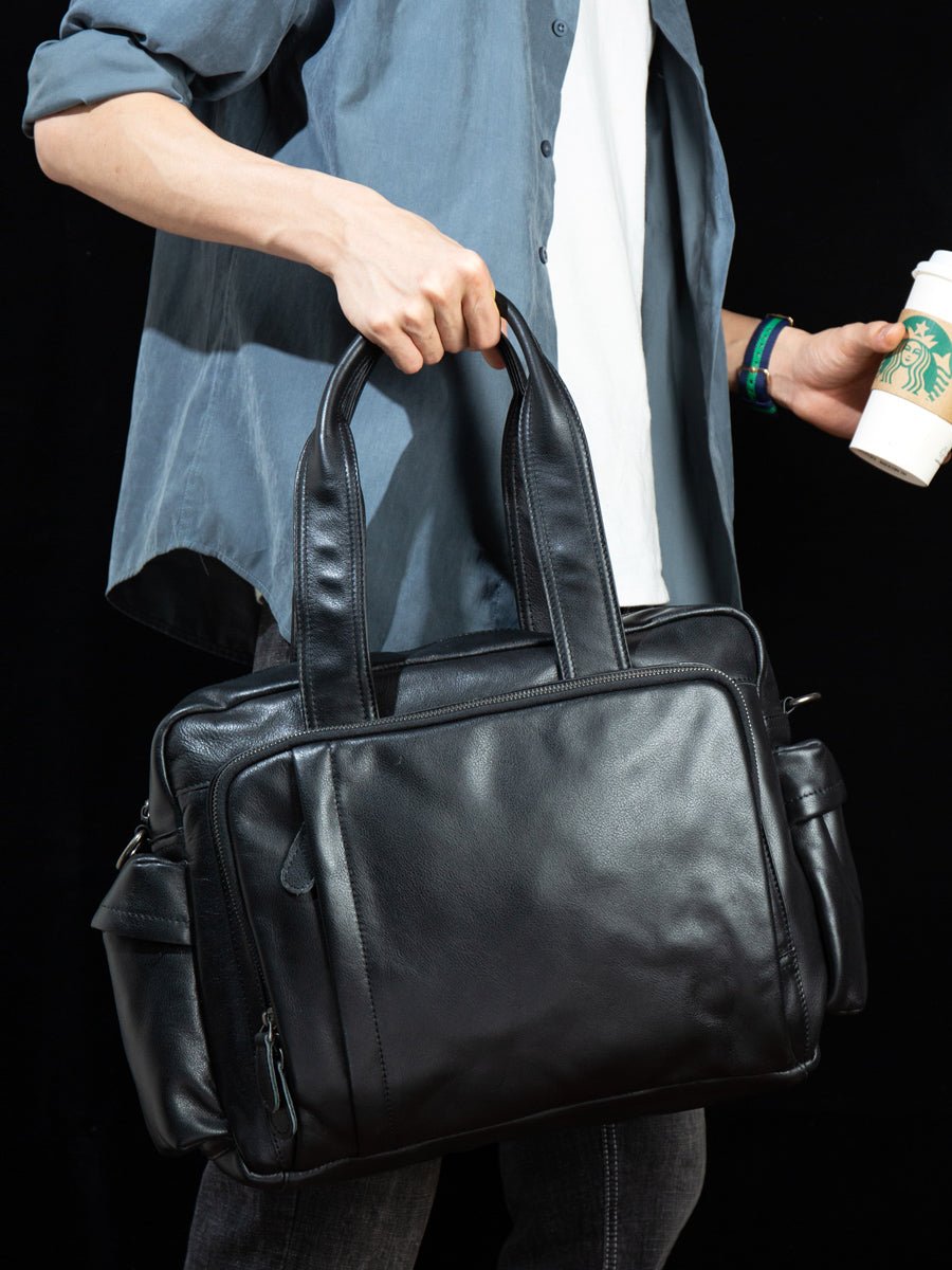 Cowhide fashion men's bag leisure large capacity fitness bag - LiveTrendsX