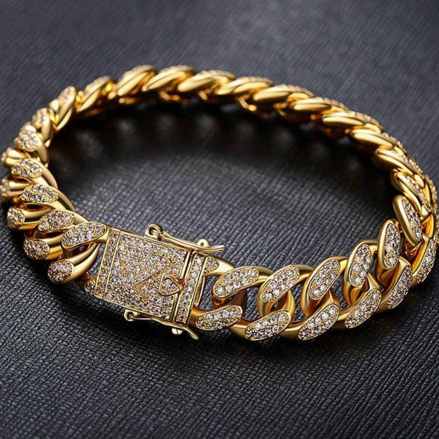 Curb Cuban Link Bracelets Copper Lab Bling Iced Out - LiveTrendsX