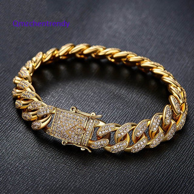 Curb Cuban Link Bracelets Copper Lab Bling Iced Out - LiveTrendsX