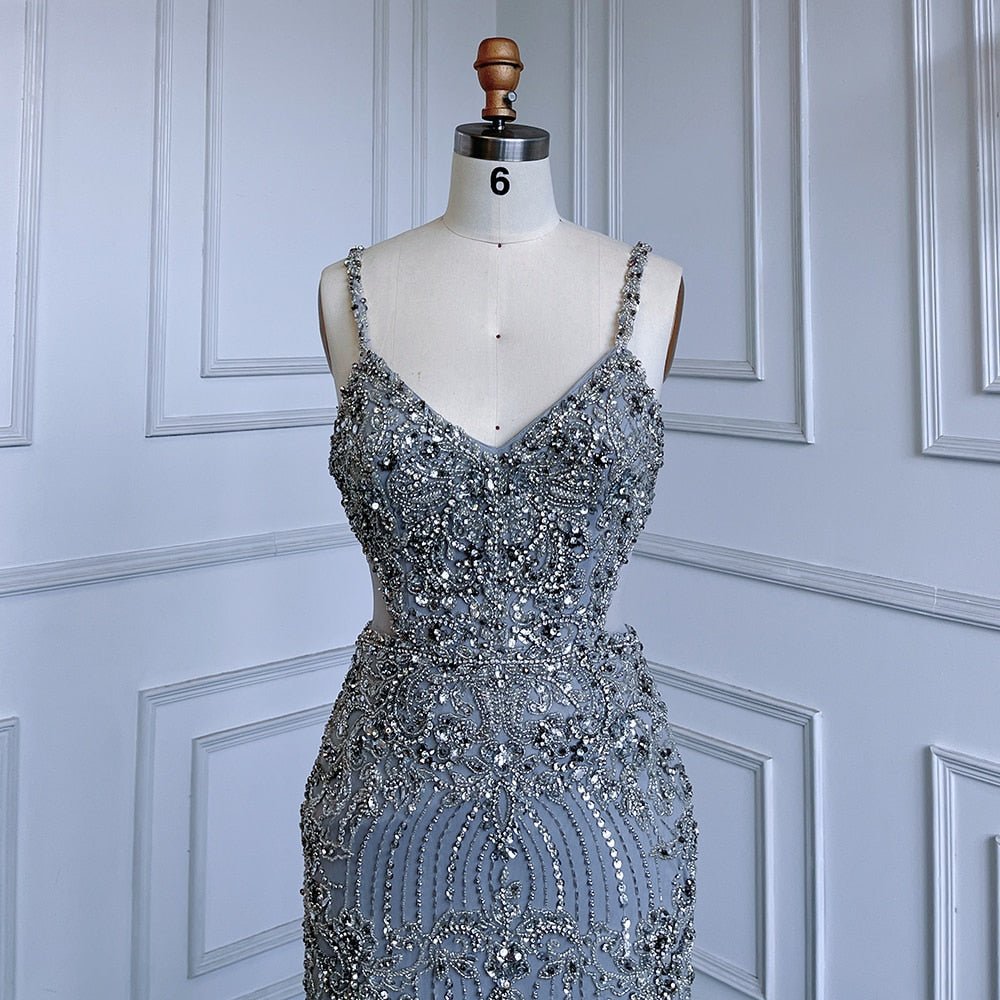 Cut Out Luxury Beaded Feather Dress Evening Gowns – LiveTrendsX