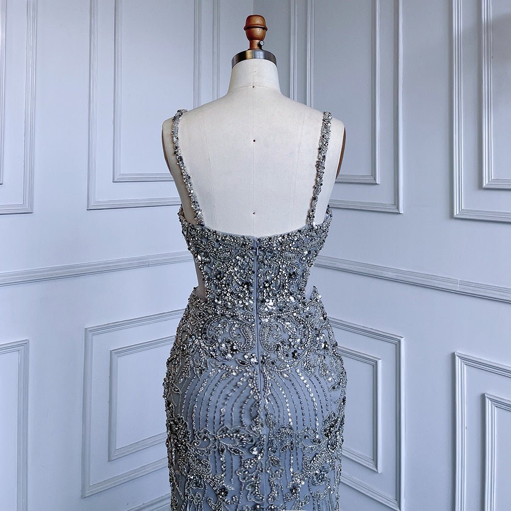 Cut Out Luxury Beaded Feather Dress Evening Gowns - LiveTrendsX