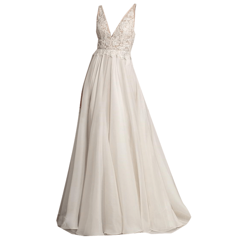 Deep V Neck Lace Dress Wedding Dress - LiveTrendsX