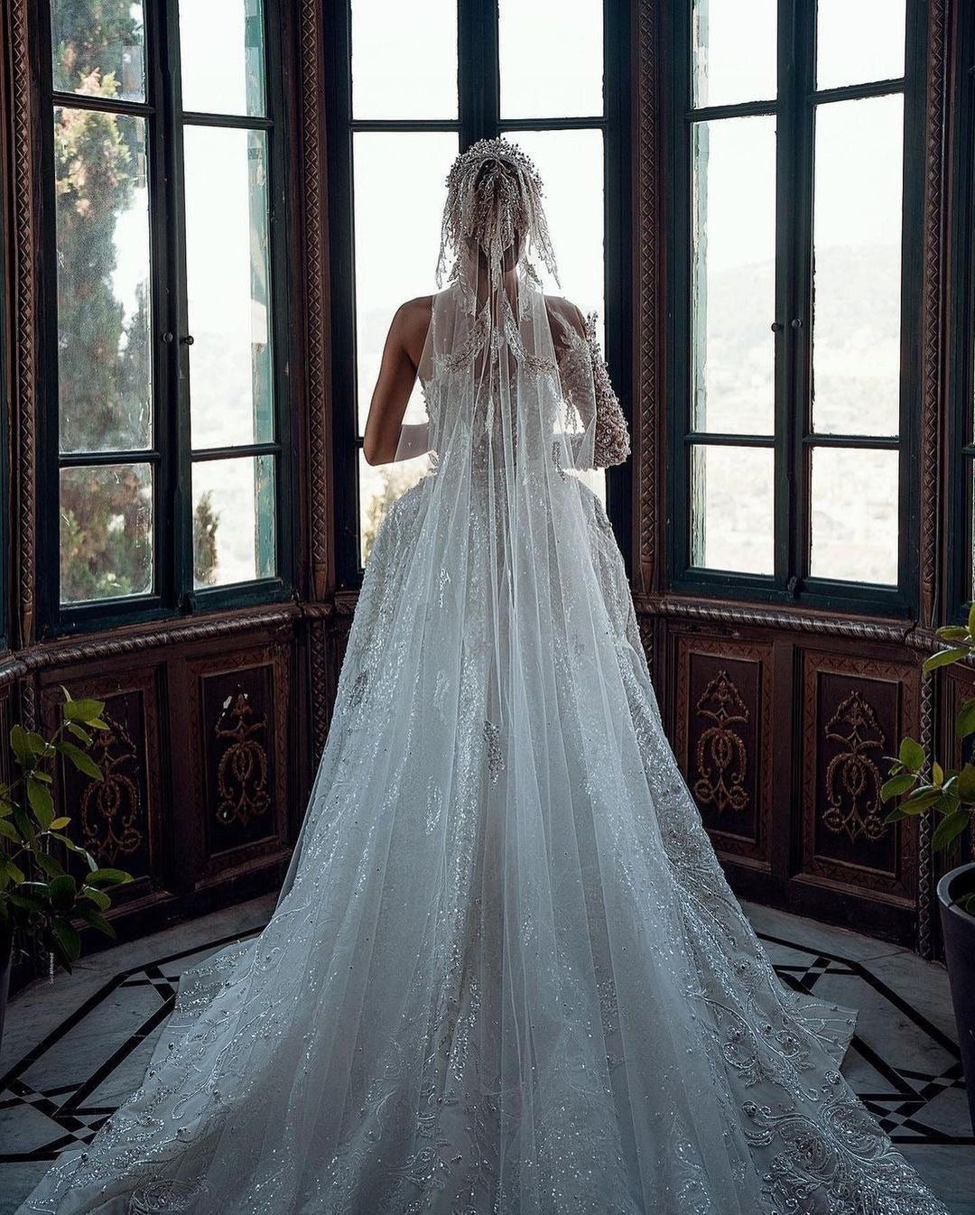 Detachable Train Lace Beading Trumpet Bridal Dress - LiveTrendsX