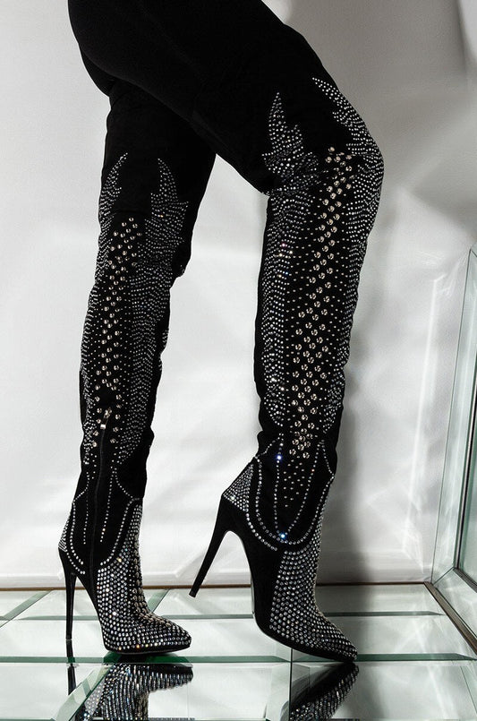 Diamond High Heels Over The Knee Boots High Heels Ladies Shoes - LiveTrendsX