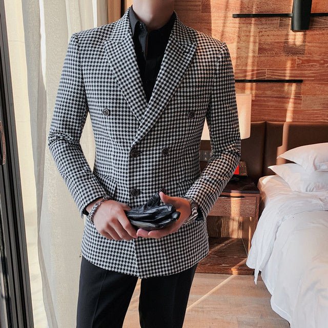 Double Breasted Blazer Social Mens Suit - LiveTrendsX