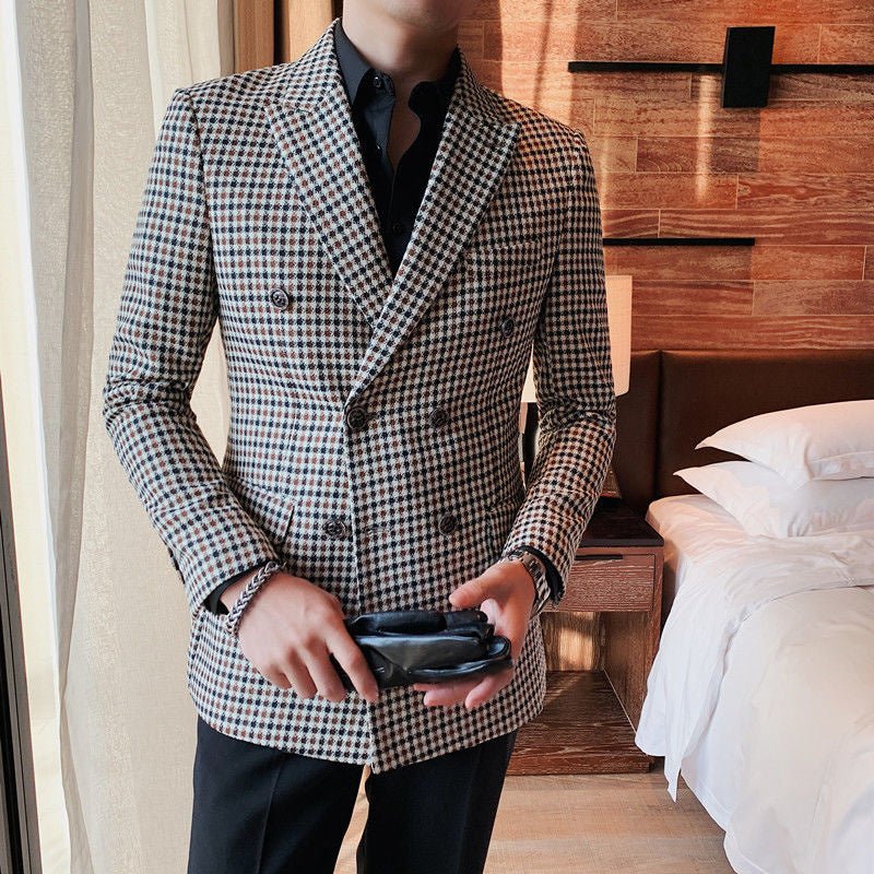 Double Breasted Blazer Social Mens Suit - LiveTrendsX
