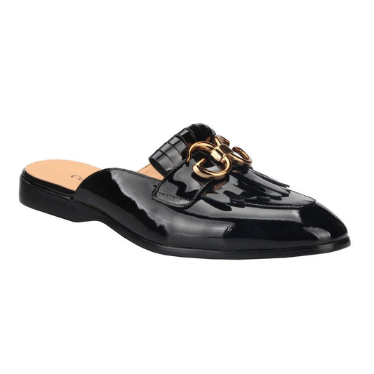Double G Black Patent leather Loafers Men&#39;s Mules Slippers Backless Slip - On Flats sandals Handmade Party Casual Shoes - LiveTrendsX