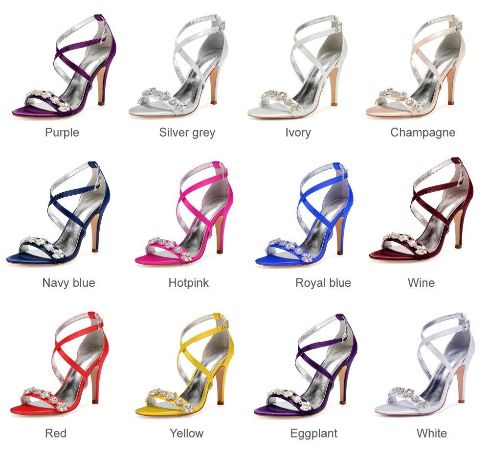 Eggplant satin evening dress shoes women sandals - LiveTrendsX