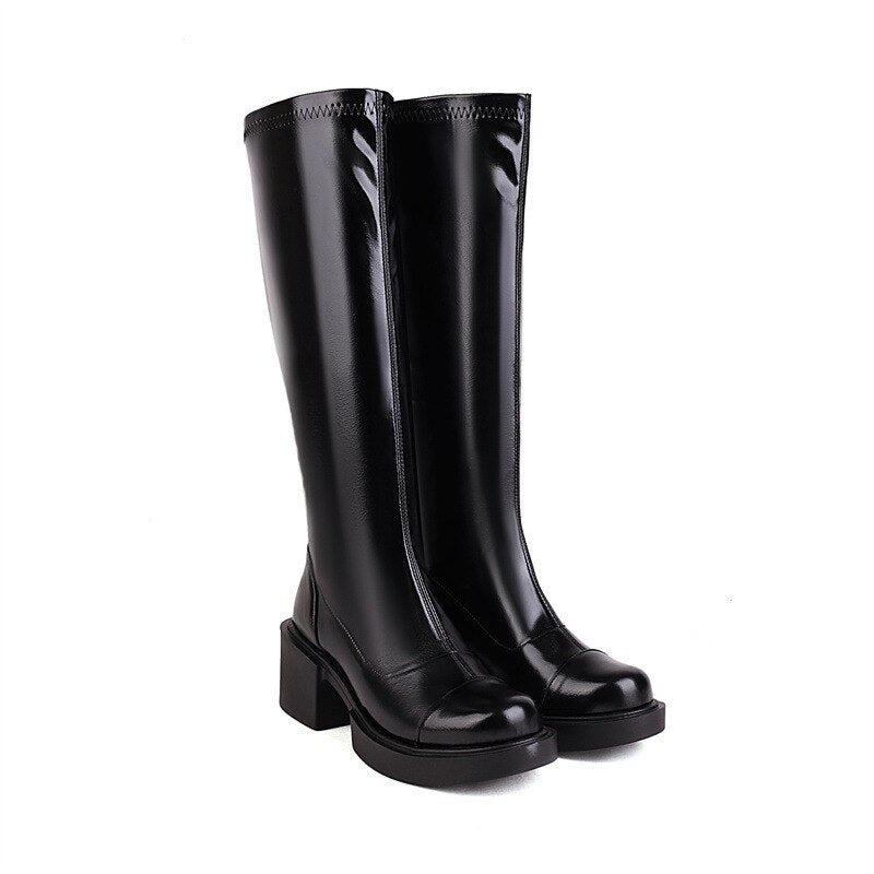 Elegant Platform Boots Women Shoes High Heels Simple Solid Color - LiveTrendsX