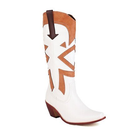 Embroidered Chunky Heel Boots Western Cowboy Boots - LiveTrendsX