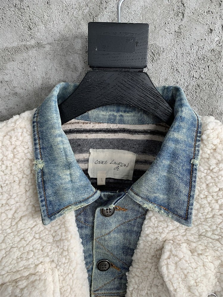 Embroidered Silhouette Long Sleeve Loose Warm Lamb Coats Men's Jackets - LiveTrendsX