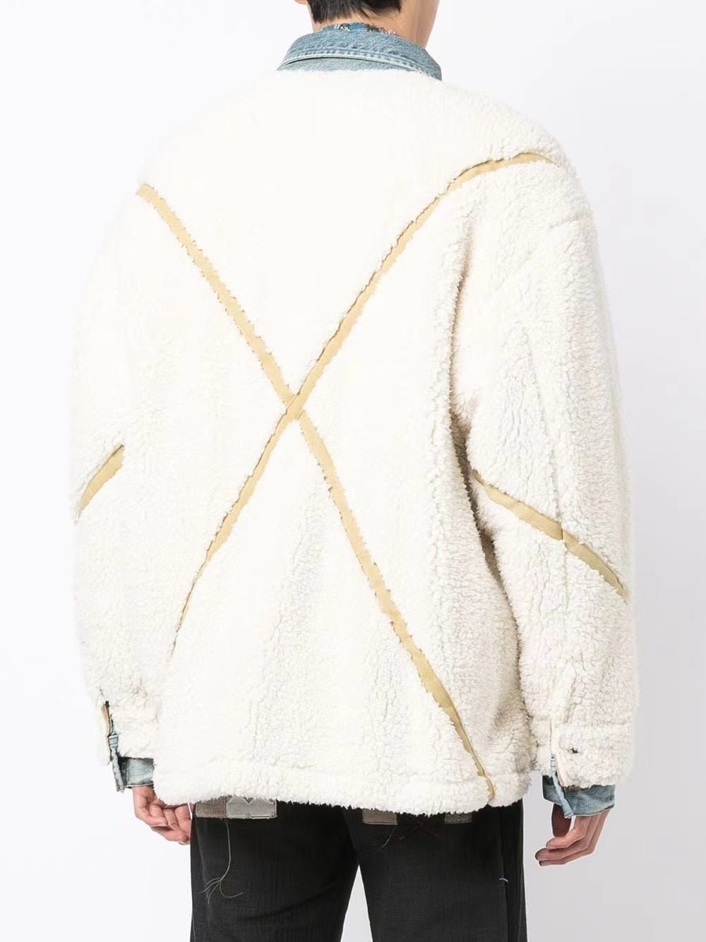 Embroidered Silhouette Long Sleeve Loose Warm Lamb Coats Men's Jackets - LiveTrendsX