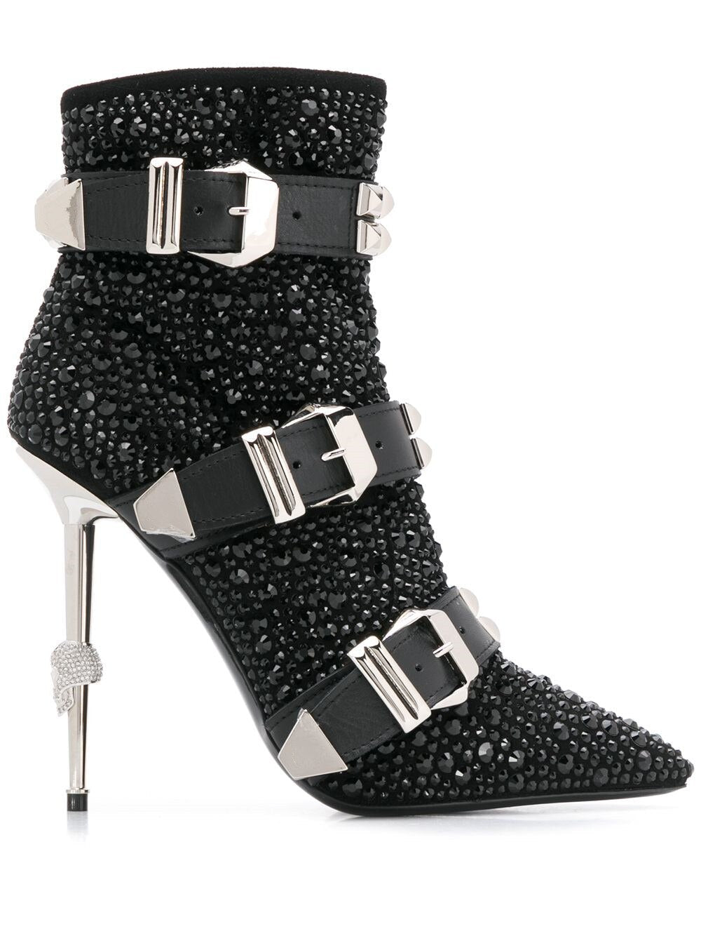 Fashion Crystal Stud Buckle Motorcycle Ankle Boots - LiveTrendsX