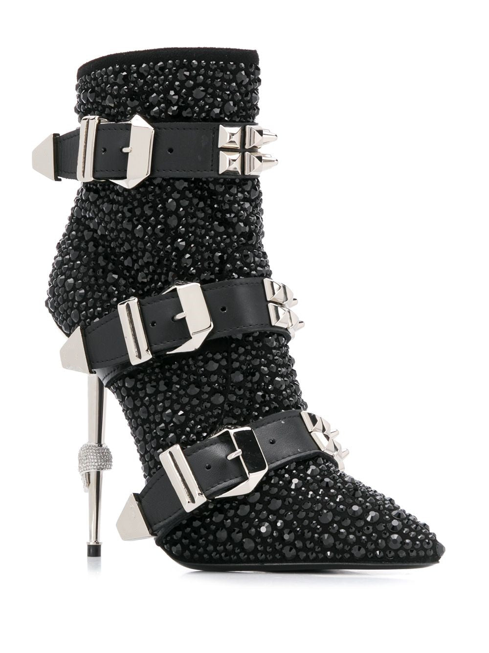 Fashion Crystal Stud Buckle Motorcycle Ankle Boots - LiveTrendsX