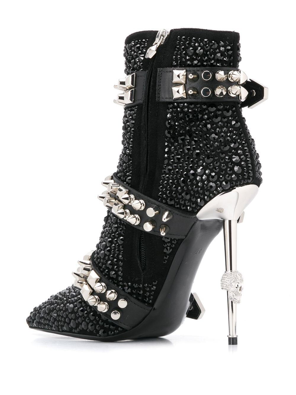 Fashion Crystal Stud Buckle Motorcycle Ankle Boots - LiveTrendsX