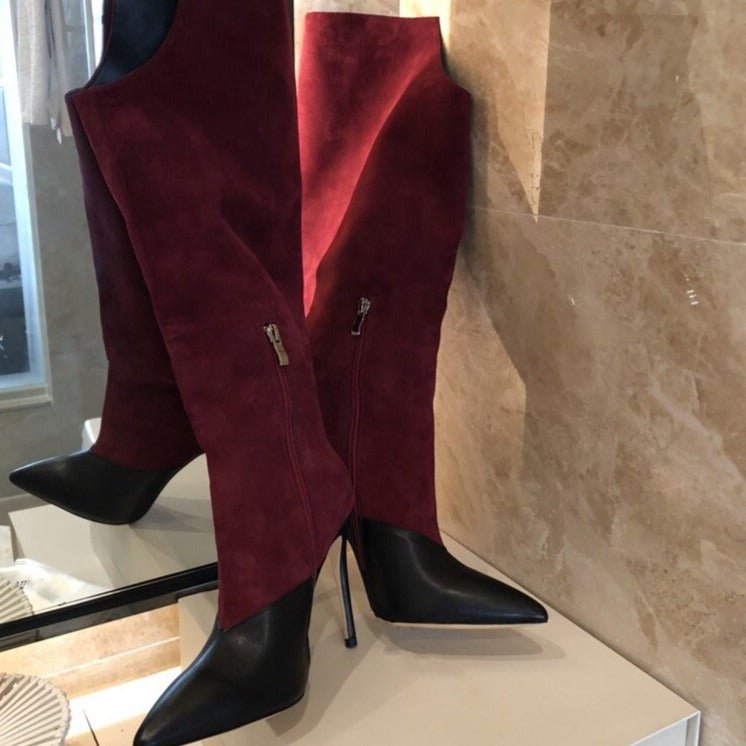 Fashion Suede Leather Patchwork Woman Over The Knee Boots - LiveTrendsX