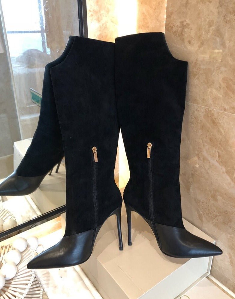 Fashion Suede Leather Patchwork Woman Over The Knee Boots - LiveTrendsX