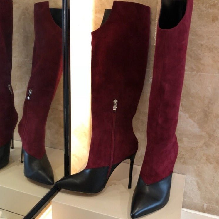 Fashion Suede Leather Patchwork Woman Over The Knee Boots - LiveTrendsX