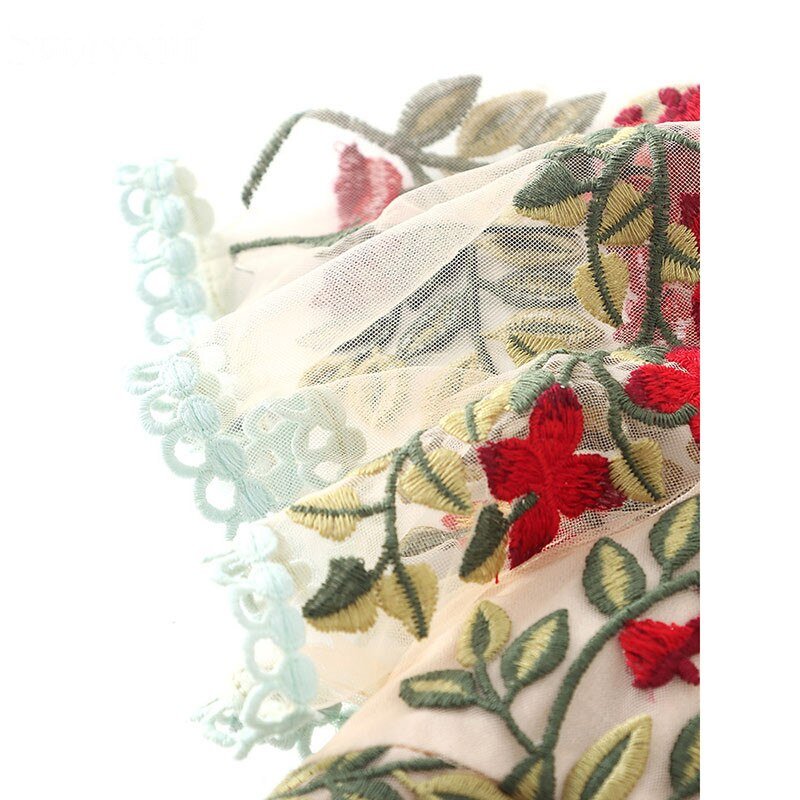 Flower Embroidery Mesh Ruffles Sexy Mini Dress - LiveTrendsX