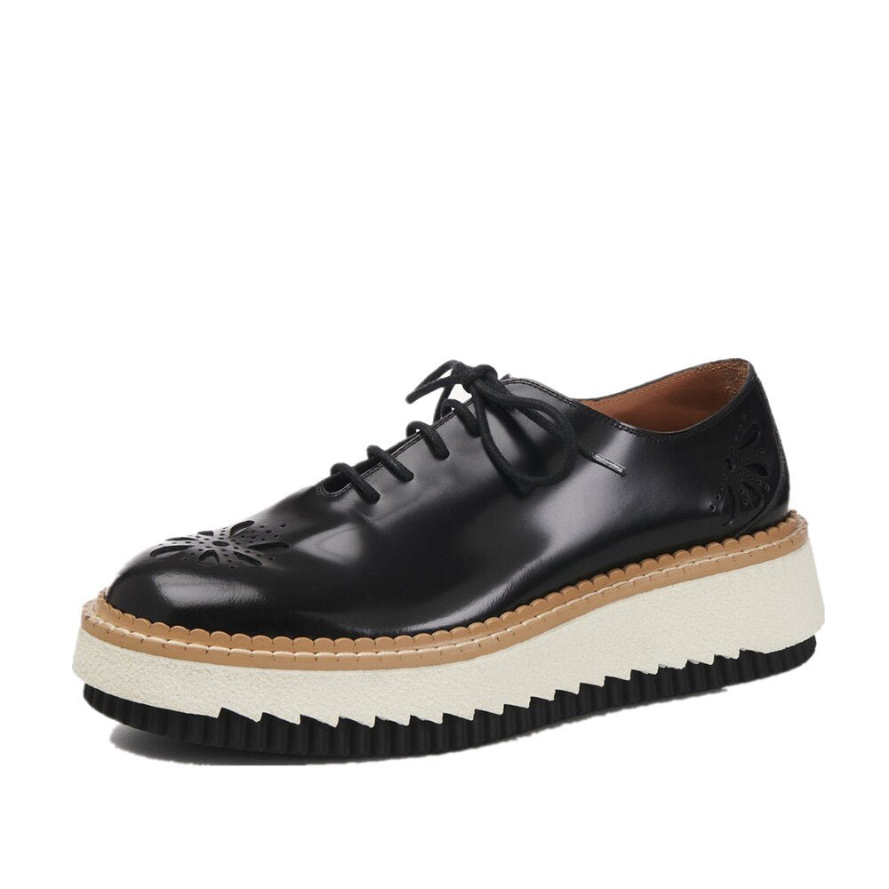 Genuine Leather Lace Up Footwear Female Oxford Shoes - LiveTrendsX
