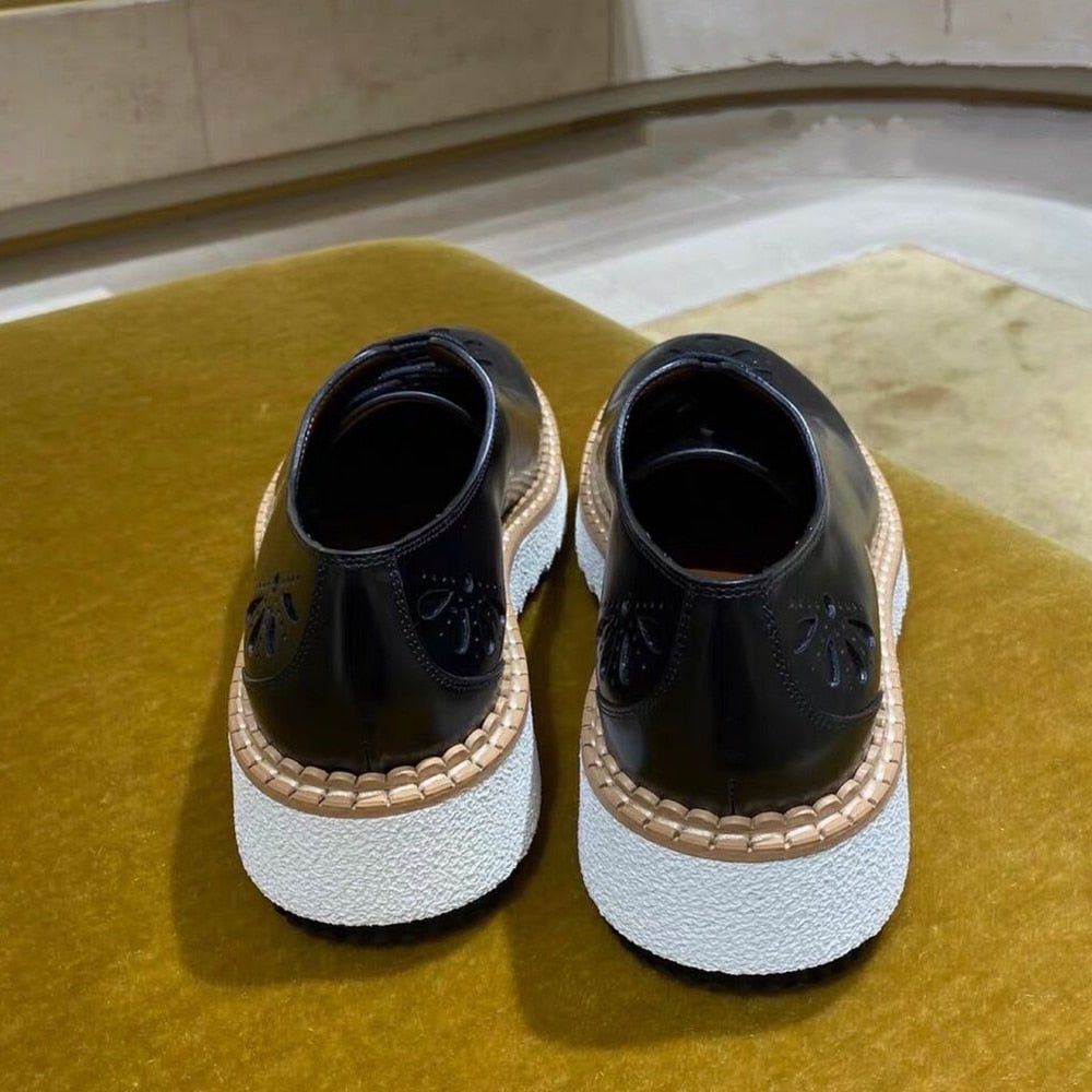 Genuine Leather Lace Up Footwear Female Oxford Shoes - LiveTrendsX