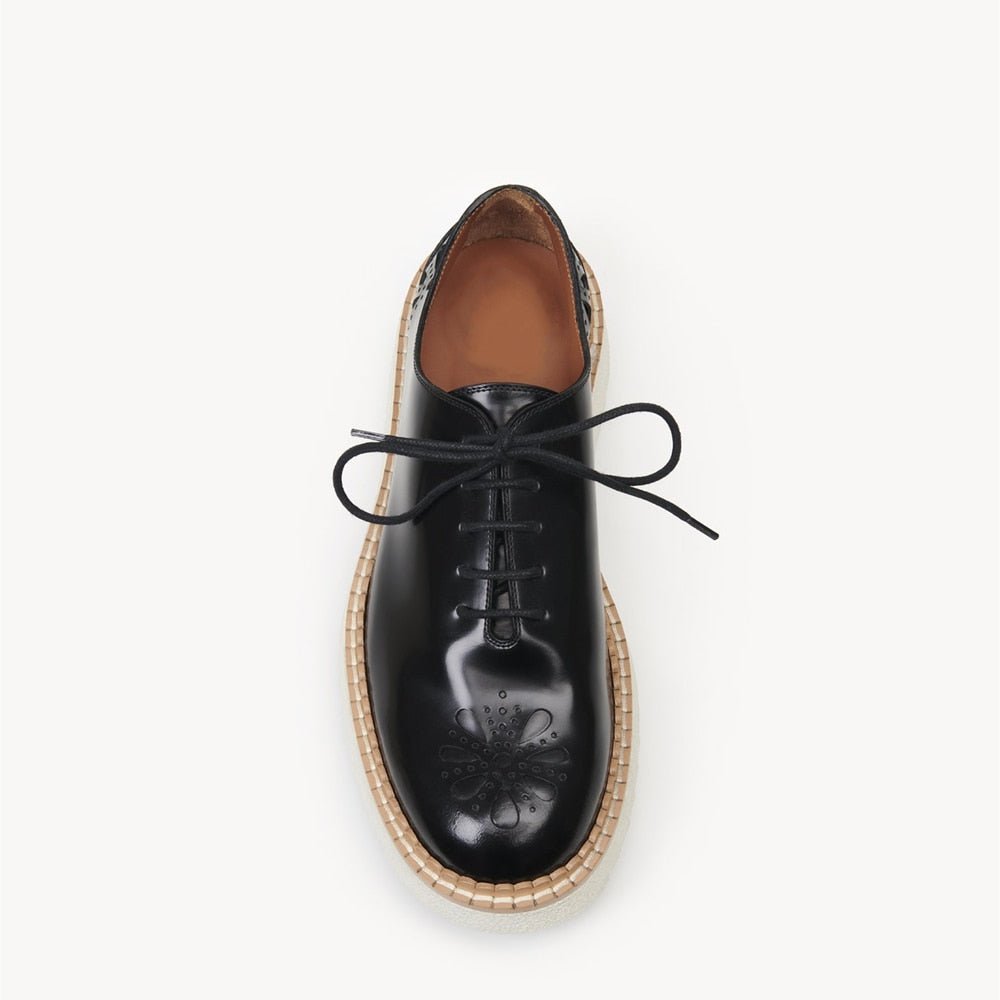 Genuine Leather Lace Up Footwear Female Oxford Shoes - LiveTrendsX