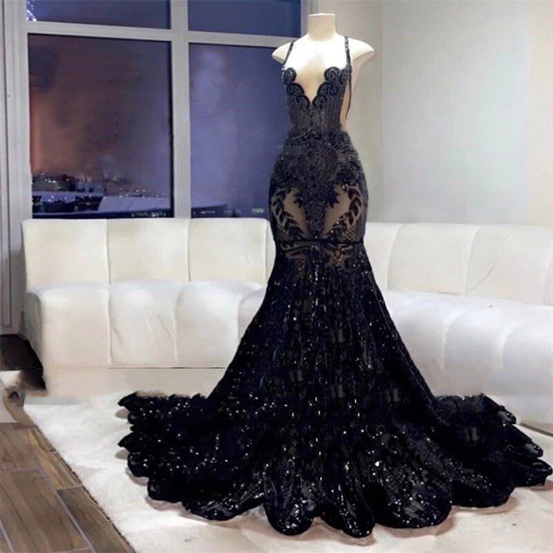 Glitter Royal Blue Mermaid Prom Dresses Crystal Gown - LiveTrendsX