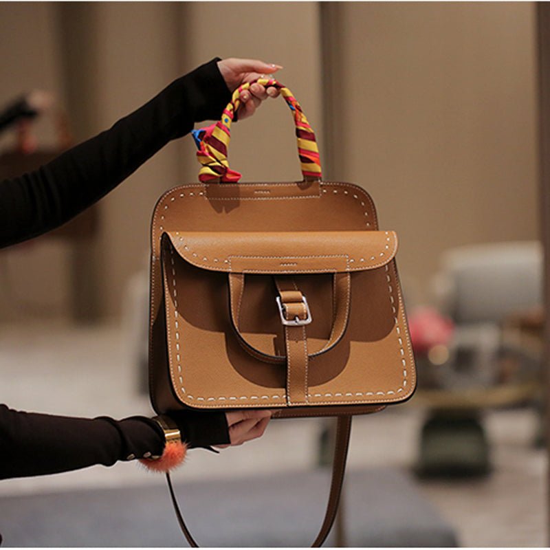 Hand stitches full grain leather crossbody bags - LiveTrendsX