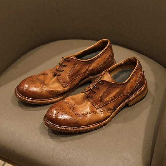 Handmade Leather British Carved Casual Leather Shoes - LiveTrendsX