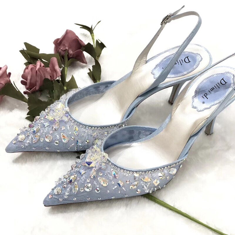 High - heeled mesh bridesmaid pointed toe wedding shoes - LiveTrendsX