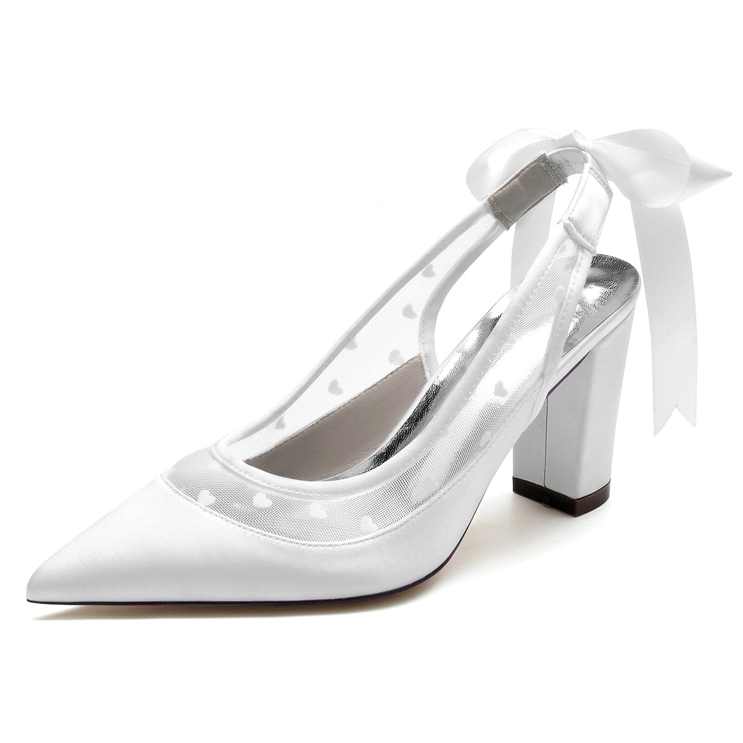 High Heels Lace Splice Satin Slingback Dress Shoes - LiveTrendsX