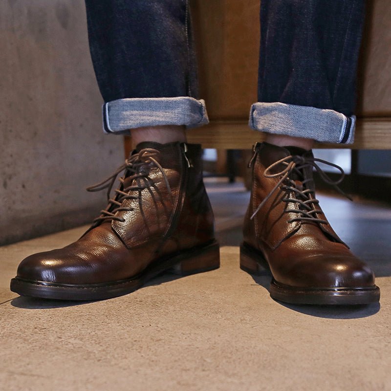 high - top leather shoes thick - soled comfortable martin boots - LiveTrendsX