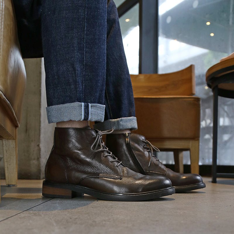 high - top leather shoes thick - soled comfortable martin boots - LiveTrendsX