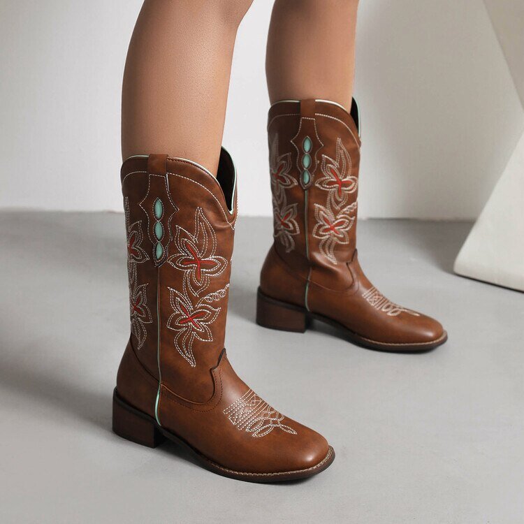 Knee High Boots For Women Square Toe Luxury Designer Shoes - LiveTrendsX