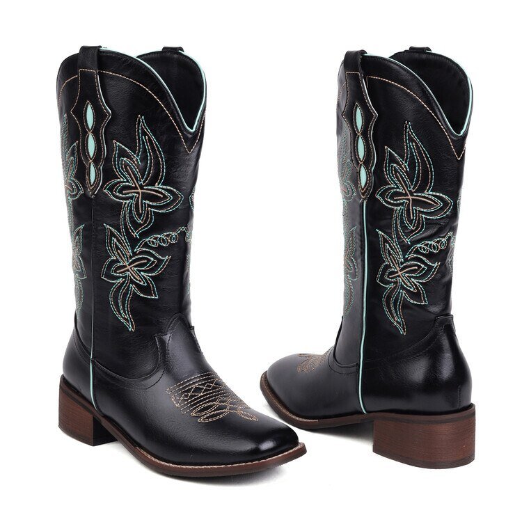 Knee High Boots For Women Square Toe Luxury Designer Shoes - LiveTrendsX