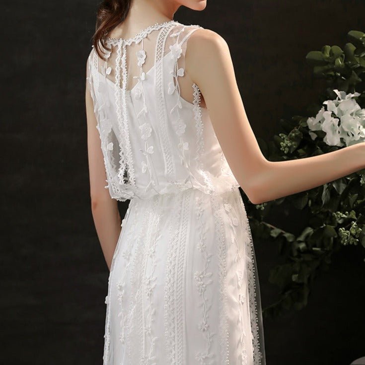 Lace Satin 2 Piece Wedding Dress - LiveTrendsX