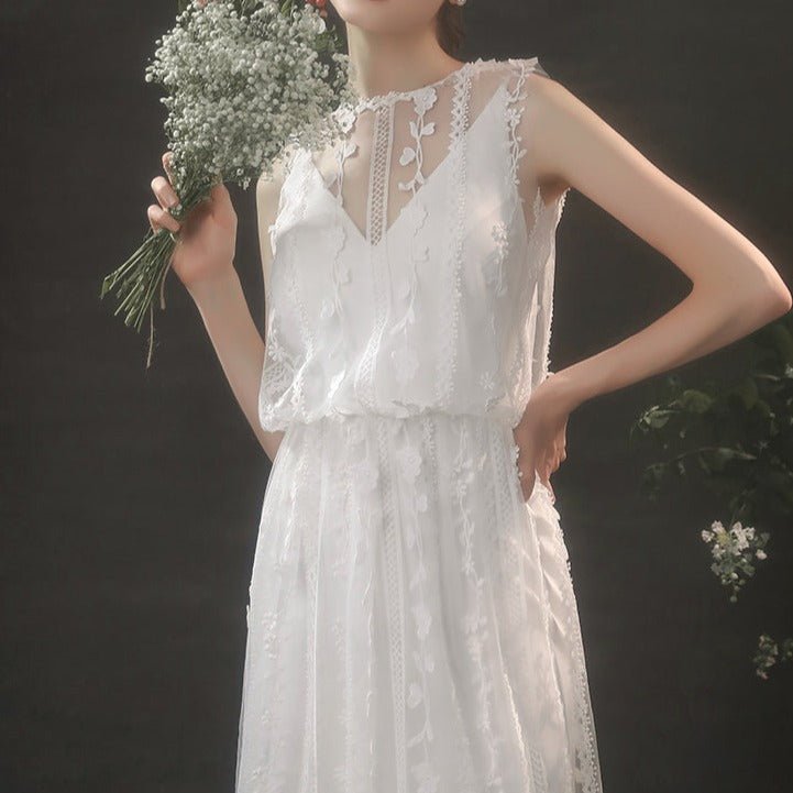 Lace Satin 2 Piece Wedding Dress - LiveTrendsX