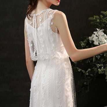 Lace Satin 2 Piece Wedding Dress - LiveTrendsX